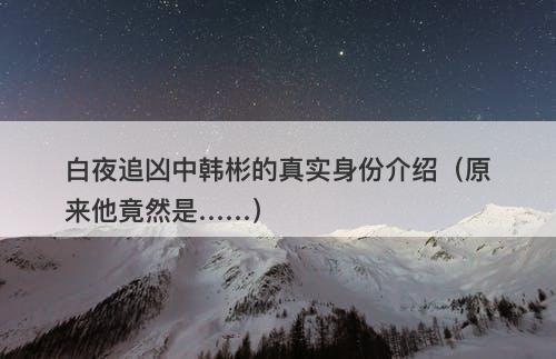 白夜追凶中韩彬的真实身份介绍（原来他竟然是……）
