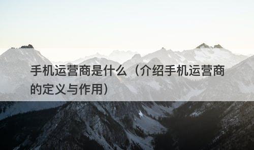 手机运营商是什么（介绍手机运营商的定义与作用）