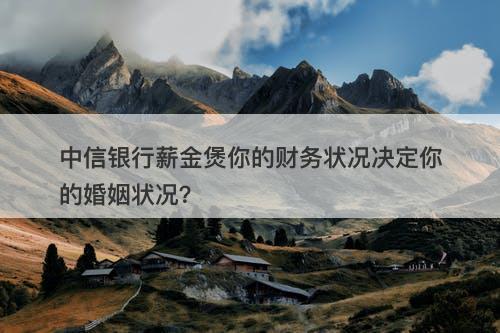 中信银行薪金煲你的财务状况决定你的婚姻状况？