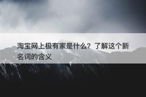 淘宝网上极有家是什么？了解这个新名词的含义