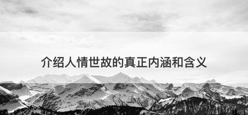 介绍人情世故的真正内涵和含义