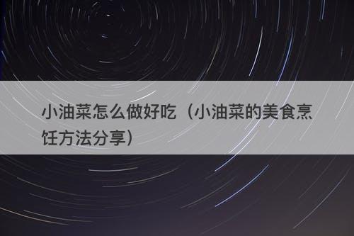 小油菜怎么做好吃（小油菜的美食烹饪方法分享）