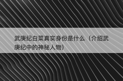 武庚纪白菜真实身份是什么（介绍武庚纪中的神秘人物）