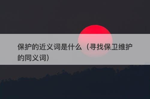 保护的近义词是什么（寻找保卫维护的同义词）