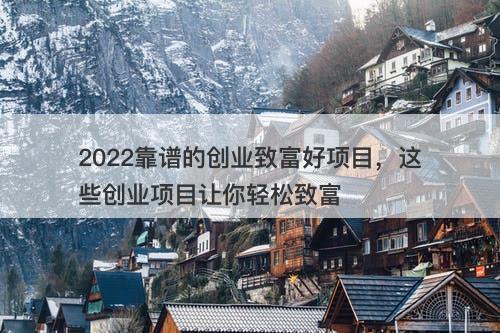 2022靠谱的创业致富好项目，这些创业项目让你轻松致富-图1