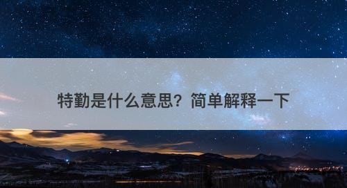 特勤是什么意思？简单解释一下