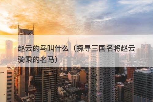 赵云的马叫什么（探寻三国名将赵云骑乘的名马）