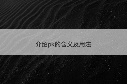 介绍pk的含义及用法