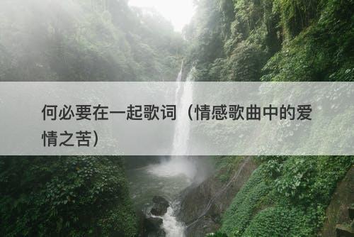 何必要在一起歌词（情感歌曲中的爱情之苦）