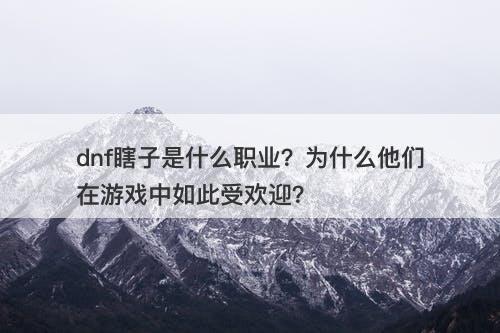 dnf瞎子是什么职业？为什么他们在游戏中如此受欢迎？