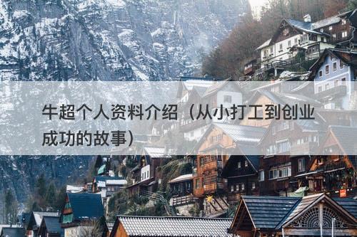 牛超个人资料介绍（从小打工到创业成功的故事）