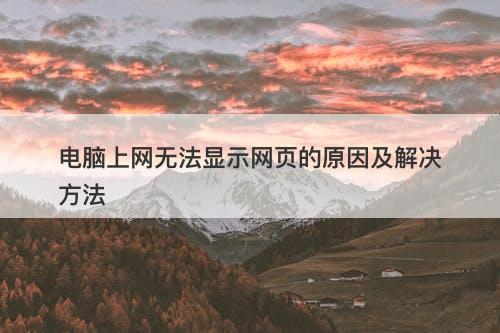 电脑上网无法显示网页的原因及解决方法