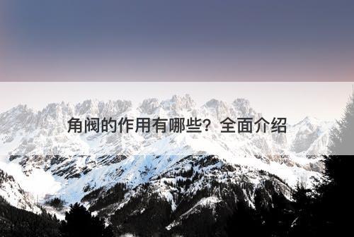 角阀的作用有哪些？全面介绍