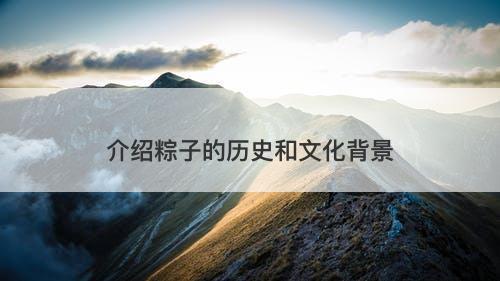 介绍粽子的历史和文化背景