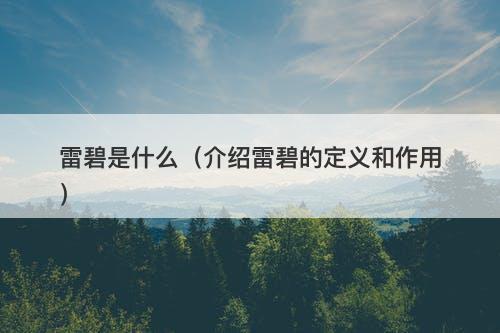 雷碧是什么（介绍雷碧的定义和作用）