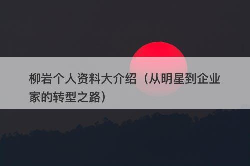 柳岩个人资料大介绍（从明星到企业家的转型之路）