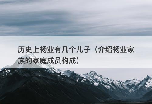 历史上杨业有几个儿子（介绍杨业家族的家庭成员构成）