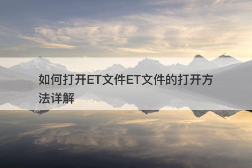 如何打开ET文件ET文件的打开方法详解-图1