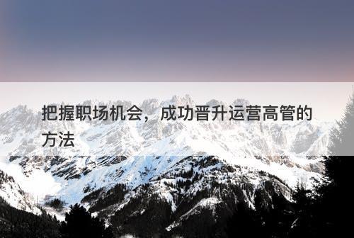 把握职场机会，成功晋升运营高管的方法