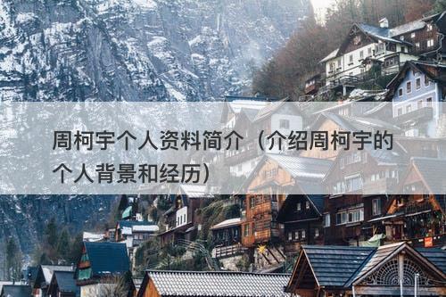 周柯宇个人资料简介（介绍周柯宇的个人背景和经历）