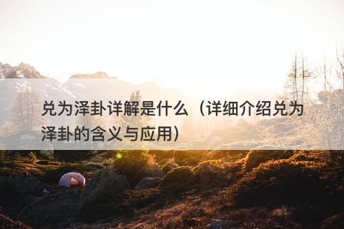 兑为泽卦详解是什么（详细介绍兑为泽卦的含义与应用）