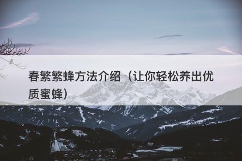 春繁繁蜂方法介绍（让你轻松养出优质蜜蜂）