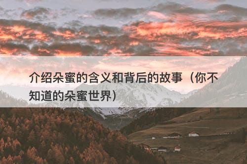 介绍朵蜜的含义和背后的故事（你不知道的朵蜜世界）