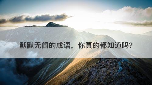 默默无闻的成语，你真的都知道吗？