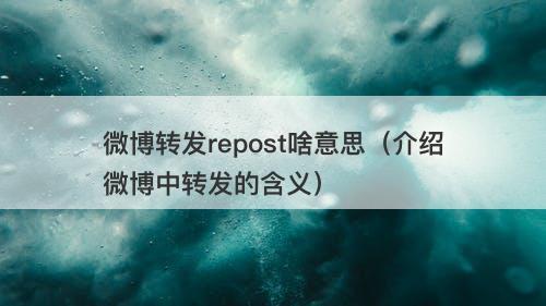 微博转发repost啥意思（介绍微博中转发的含义）