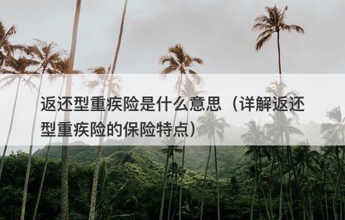 返还型重疾险是什么意思（详解返还型重疾险的保险特点）