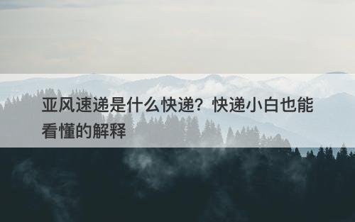 亚风速递是什么快递？快递小白也能看懂的解释