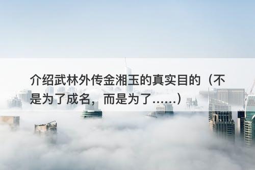 介绍武林外传金湘玉的真实目的（不是为了成名，而是为了……）