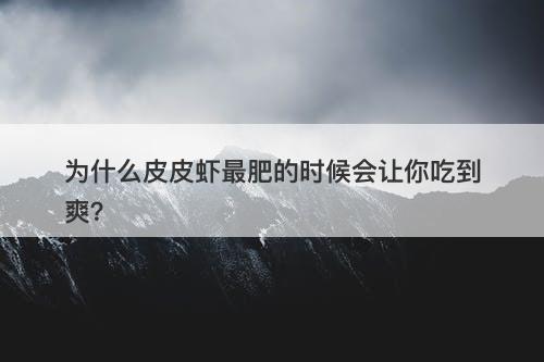 为什么皮皮虾最肥的时候会让你吃到爽？