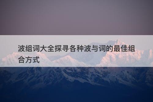 波组词大全探寻各种波与词的最佳组合方式