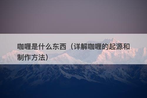 咖喱是什么东西（详解咖喱的起源和制作方法）