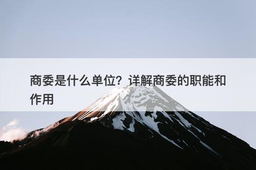 商委是什么单位？详解商委的职能和作用