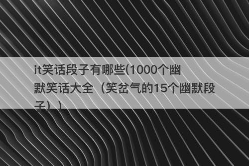 it笑话段子有哪些(1000个幽默笑话大全（笑岔气的15个幽默段子）)