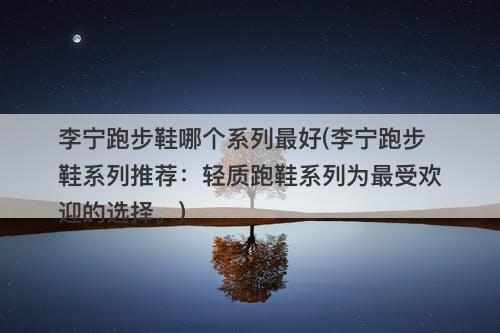 李宁跑步鞋哪个系列最好(李宁跑步鞋系列推荐：轻质跑鞋系列为最受欢迎的选择。)