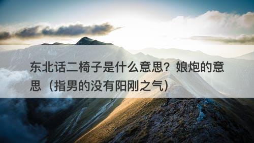 东北话二椅子是什么意思？娘炮的意思（指男的没有阳刚之气）