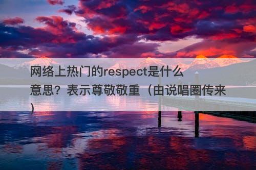 网络上热门的respect是什么意思？表示尊敬敬重（由说唱圈传来）