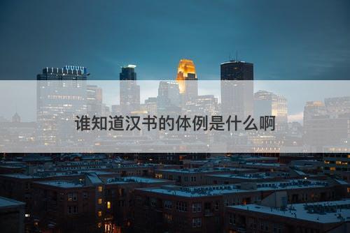 谁知道汉书的体例是什么啊