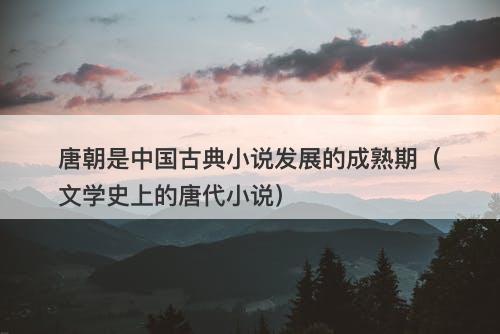 唐朝是中国古典小说发展的成熟期（文学史上的唐代小说）