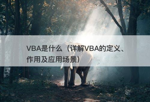 VBA是什么（详解VBA的定义、作用及应用场景）