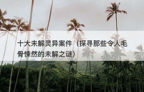 十大未解灵异案件（探寻那些令人毛骨悚然的未解之谜）