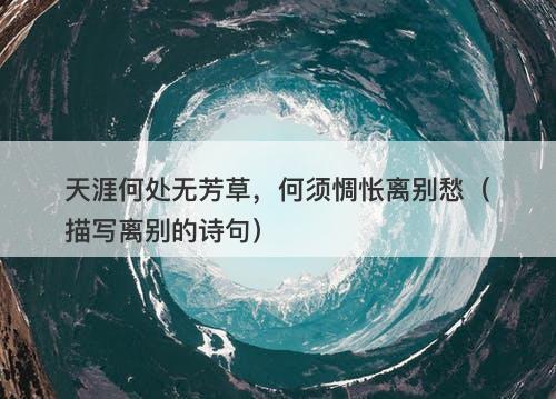 天涯何处无芳草，何须惆怅离别愁（描写离别的诗句）