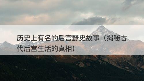 历史上有名的后宫野史故事（揭秘古代后宫生活的真相）