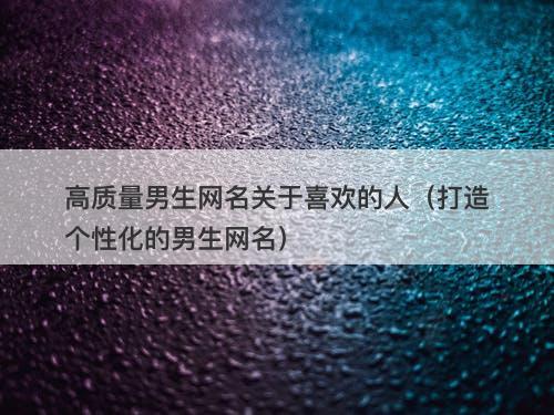 高质量男生网名关于喜欢的人（打造个性化的男生网名）