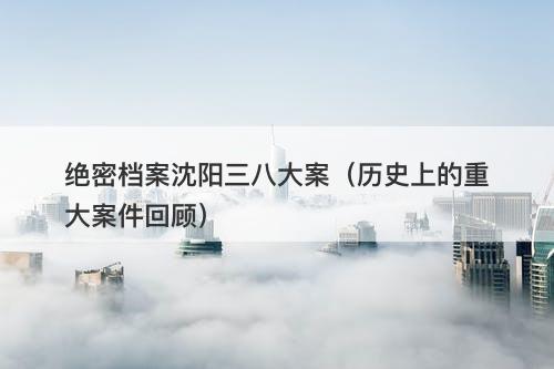 绝密档案沈阳三八大案（历史上的重大案件回顾）