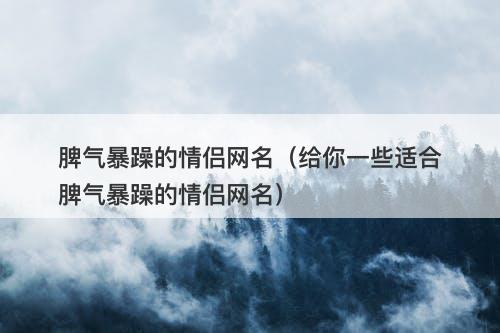 脾气暴躁的情侣网名（给你一些适合脾气暴躁的情侣网名）-图1