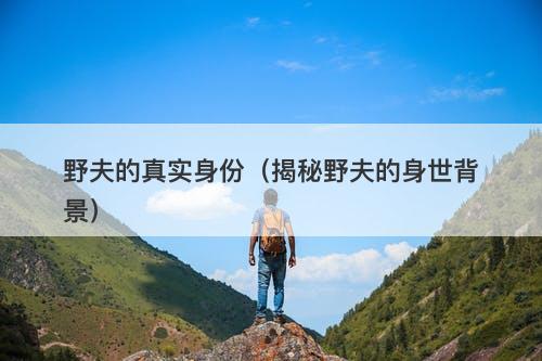 野夫的真实身份（揭秘野夫的身世背景）
